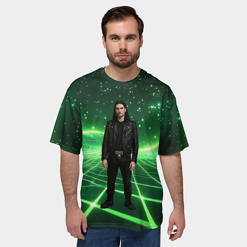 Мужская футболка оверсайз Bones в зеленом полигоне / 3D-принт – фото 3