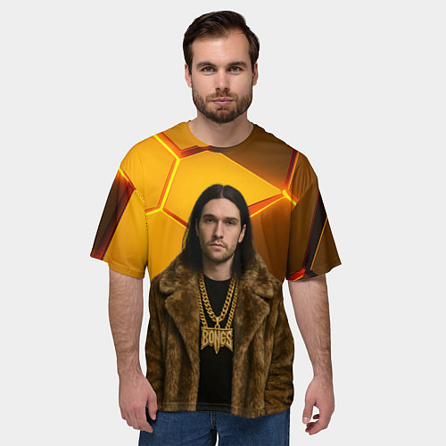 Мужская футболка оверсайз Bones с цепью в шубе / 3D-принт – фото 3