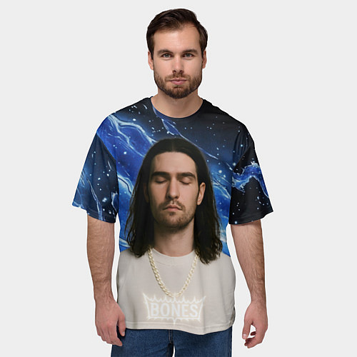 Мужская футболка оверсайз Bones глаза закрыты / 3D-принт – фото 3