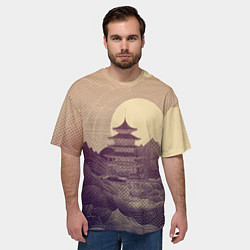Футболка оверсайз мужская Ретро иллюстрация Японского храма, цвет: 3D-принт — фото 2