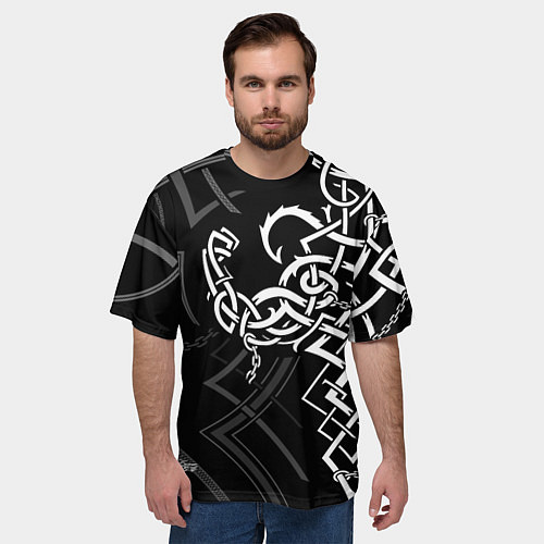 Мужская футболка оверсайз Бодибилдинг гимнастика в узорах / 3D-принт – фото 3