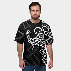 Футболка оверсайз мужская Бодибилдинг гимнастика в узорах, цвет: 3D-принт — фото 2