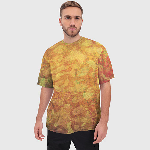 Мужская футболка оверсайз Абстракция - orange camouflage / 3D-принт – фото 3