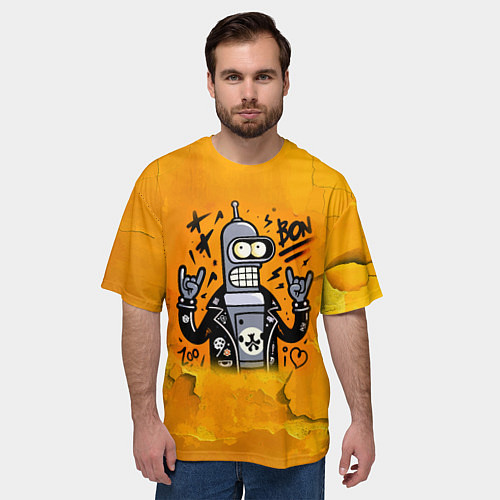 Мужская футболка оверсайз Cool Bender - graffiti / 3D-принт – фото 3