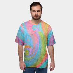 Футболка оверсайз мужская Абстракция - multicolored curves, цвет: 3D-принт — фото 2