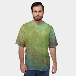 Футболка оверсайз мужская Абстракция - green oil stain, цвет: 3D-принт — фото 2