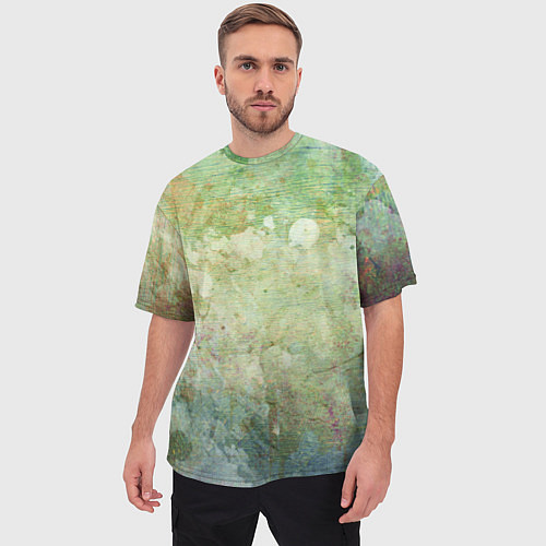 Мужская футболка оверсайз Абстракция - faded spots on a green background / 3D-принт – фото 3