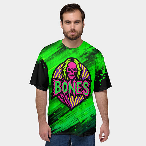 Мужская футболка оверсайз Bones лого с черепом / 3D-принт – фото 3