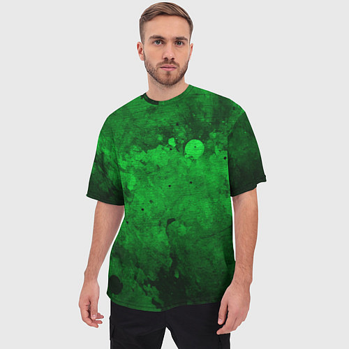 Мужская футболка оверсайз Абстракция - green acid stains / 3D-принт – фото 3