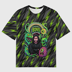 Футболка оверсайз мужская Bones психоделический стиль, цвет: 3D-принт