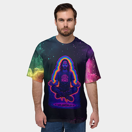 Мужская футболка оверсайз Bones медитация в космосе / 3D-принт – фото 3