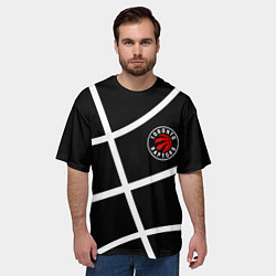Футболка оверсайз мужская Торонто Рэпторс - текстура мяча, цвет: 3D-принт — фото 2