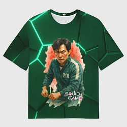Футболка оверсайз мужская Игрок 218 - Игра в кальмара, цвет: 3D-принт