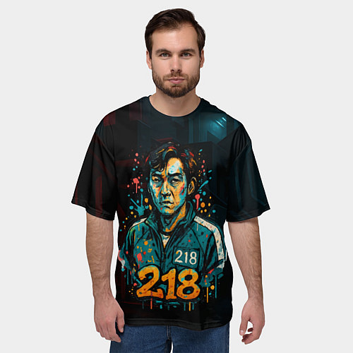 Мужская футболка оверсайз Игра в кальмара игрок 218 граффити / 3D-принт – фото 3