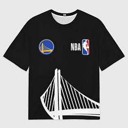 Футболка оверсайз мужская Голден Стэйт Уорриорз - большой лого, цвет: 3D-принт