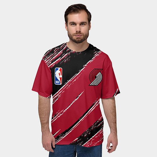 Мужская футболка оверсайз Трэйл Блэйзерс - цвета команды / 3D-принт – фото 3