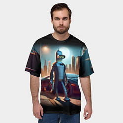 Футболка оверсайз мужская Бендер с пистолетом - Нью-Йоркская мафия, цвет: 3D-принт — фото 2