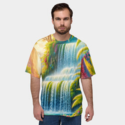 Футболка оверсайз мужская Каскадный водопад, цвет: 3D-принт — фото 2