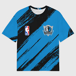 Футболка оверсайз мужская Даллас Маверикс - черно синий, цвет: 3D-принт