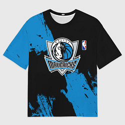 Футболка оверсайз мужская Даллас Маверикс - брызги краски, цвет: 3D-принт