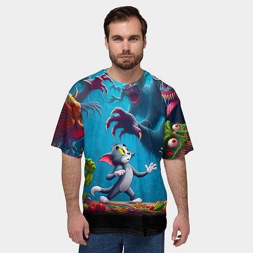 Мужская футболка оверсайз Кошмарный сон Тома - нейроарт фантазия / 3D-принт – фото 3