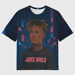 Футболка оверсайз мужская Juice WRLD - Неоновый аниме арт, цвет: 3D-принт