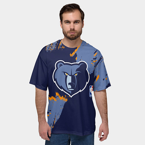 Мужская футболка оверсайз Мемфис Гриззлис - логотип команды / 3D-принт – фото 3