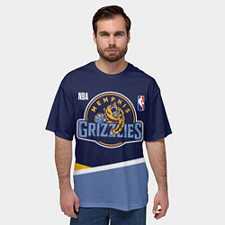 Футболка оверсайз мужская Мемфис Гриззлис - линии, цвет: 3D-принт — фото 2