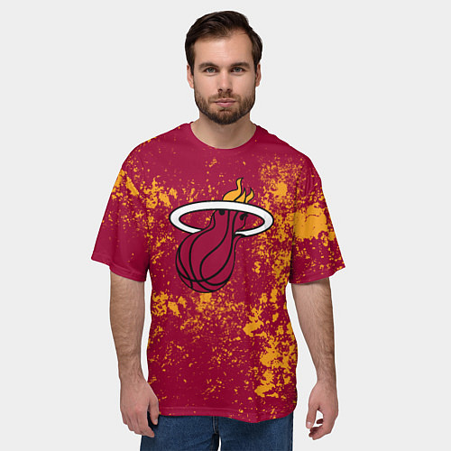 Мужская футболка оверсайз Майами Хит - брызги красок / 3D-принт – фото 3
