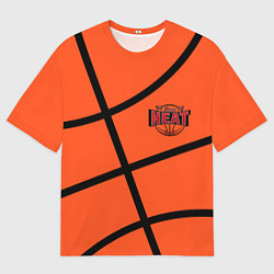 Футболка оверсайз мужская Майами Хит - баскетболная разметка, цвет: 3D-принт