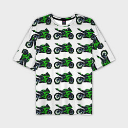 Футболка оверсайз мужская Motorbike green, цвет: 3D-принт