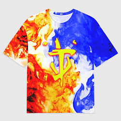 Мужская футболка оверсайз Doom битва огня