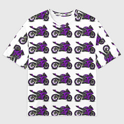 Футболка оверсайз мужская Motorcycle purple, цвет: 3D-принт