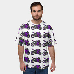 Футболка оверсайз мужская Motorcycle purple, цвет: 3D-принт — фото 2