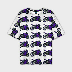 Футболка оверсайз мужская Motorcycle purple gloss, цвет: 3D-принт