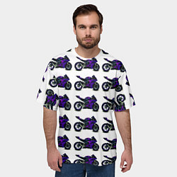 Футболка оверсайз мужская Motorcycle purple gloss, цвет: 3D-принт — фото 2
