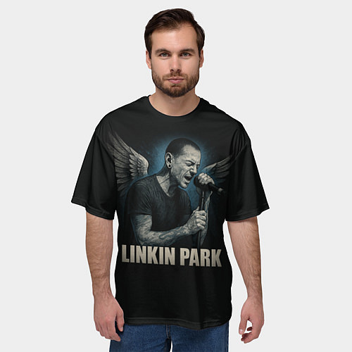 Мужская футболка оверсайз Chester Bennington - Angel / 3D-принт – фото 3