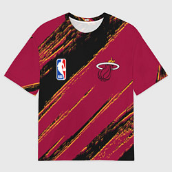 Футболка оверсайз мужская Майами Хит - цвета команды, цвет: 3D-принт