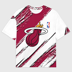 Футболка оверсайз мужская Майами Хит - линии с потертостями, цвет: 3D-принт