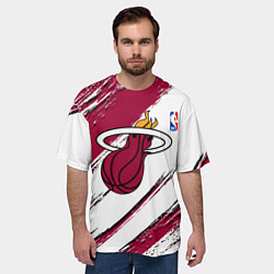 Футболка оверсайз мужская Майами Хит - линии с потертостями, цвет: 3D-принт — фото 2