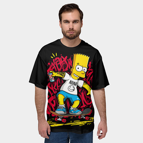 Мужская футболка оверсайз Барт плохой парень - Nirvana / 3D-принт – фото 3