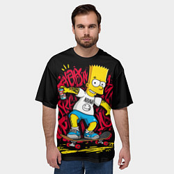 Футболка оверсайз мужская Барт плохой парень - Nirvana, цвет: 3D-принт — фото 2