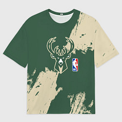 Футболка оверсайз мужская Милуоки Бакс - разлитая краска, цвет: 3D-принт