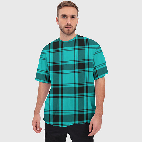 Мужская футболка оверсайз Checkered blue / 3D-принт – фото 3