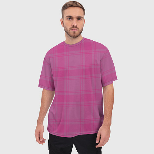 Мужская футболка оверсайз Checkered pink / 3D-принт – фото 3
