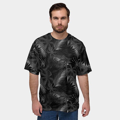 Мужская футболка оверсайз Palm black and white / 3D-принт – фото 3