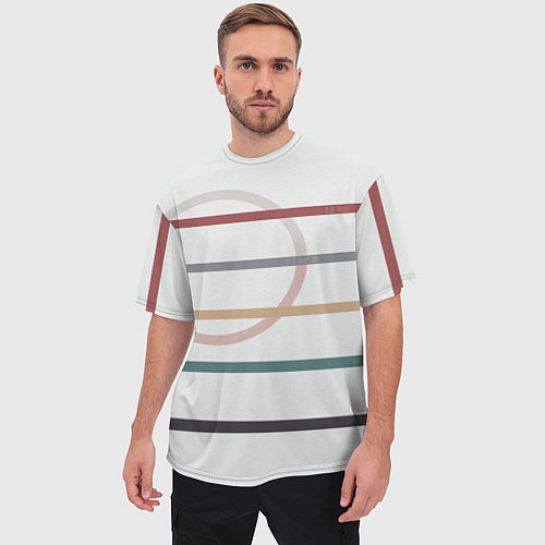 Мужская футболка оверсайз Stripes and circle / 3D-принт – фото 3