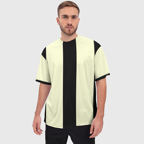 Мужская футболка оверсайз Color black beige line / 3D-принт – фото 3
