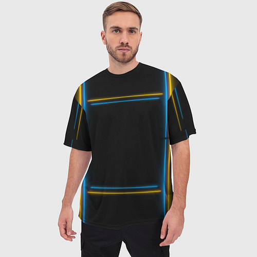 Мужская футболка оверсайз Neon yellow light blue / 3D-принт – фото 3