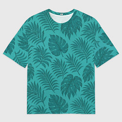 Футболка оверсайз мужская Тропические листья - паттерн, цвет: 3D-принт